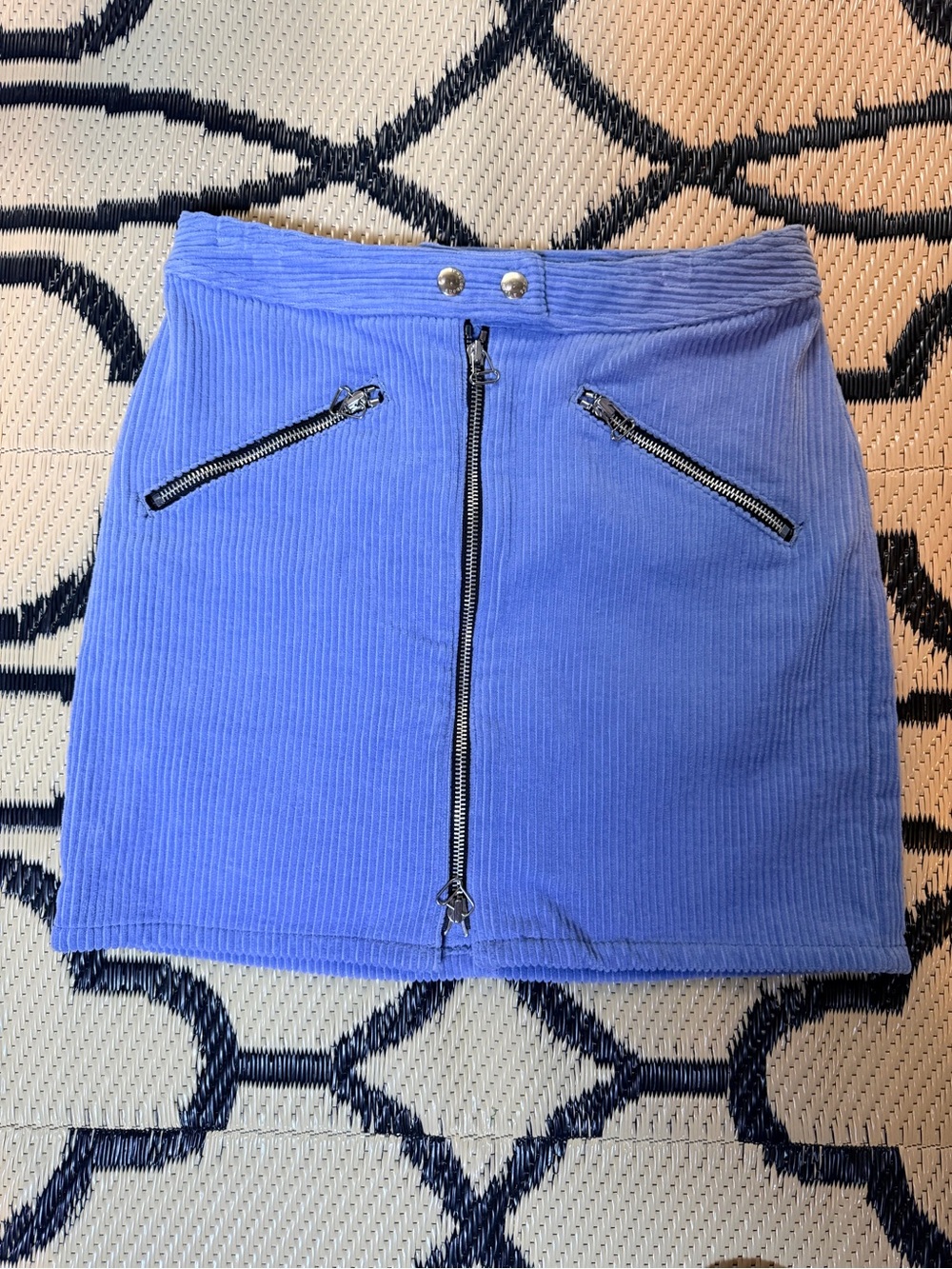 Rag and Bone Corduroy Zip-Front Mini Skirt in periwinkle blue edgy cool girl
